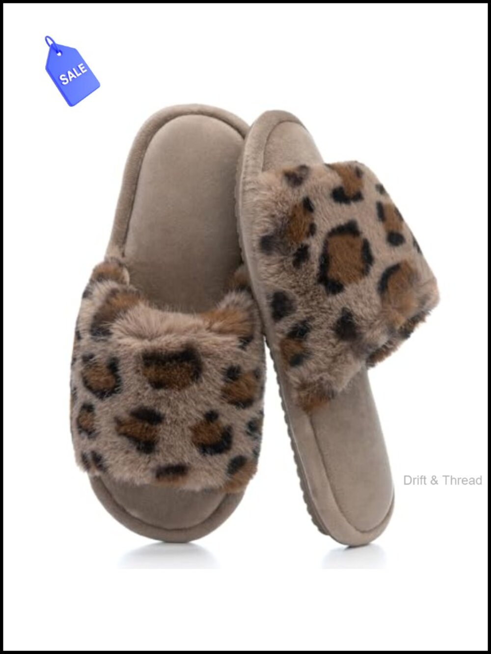 Women's Fuzzy Open-Toe House Slippers Memory Foam Faux Fur Anti-Skid